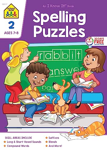 9780938256175: School Zone - Spelling Puzzles Workbook - 32 Pages, Ages 6 to 8, 2nd Grade, Plurals, Blends, Vowels, Consonants, Compound Words, and More (School Zone I Know It! Workbook Series)