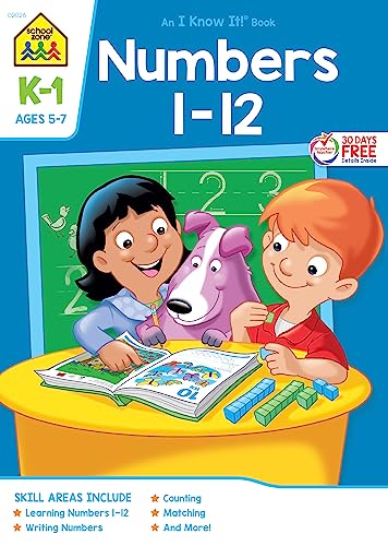 9780938256267: School Zone - Numbers 1-12 Workbook - 32 Pages, Ages 5 to 6, Kindergarten, 1st Grade, Number Words, Writing, Tracing, Counting, and More (School Zone I Know It! Workbook Series)