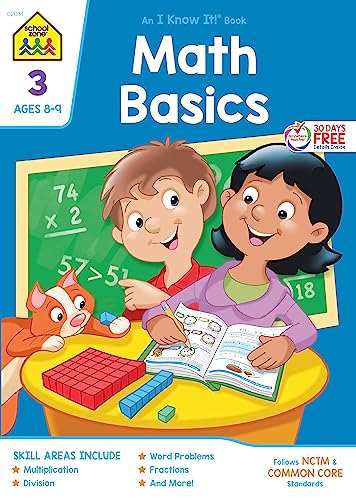 Imagen de archivo de School Zone - Math Basics 3 Workbook - 32 Pages, Ages 7 to 8, 3rd Grade, Multiplication, Division, Fractions, Fact Families, Story Problems, and More (School Zone I Know It!? Workbook Series) a la venta por SecondSale