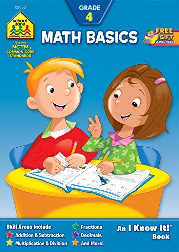 9780938256335: School Zone - Math Basics 4 Workbook - 32 Pages, Ages 9 to 10, 4th Grade, Addition, Subtraction, Multiplication, Division, Fractions, Rounding, and More (School Zone I Know It! Workbook Series)
