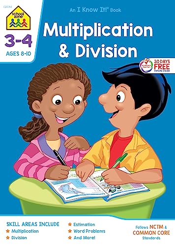 Imagen de archivo de School Zone - Multiplication and Division Workbook - Ages 8 to 10, 3rd Grade, 4th Grade, Estimation, Word Problems, and More (School Zone I Know It!® Workbook Series) (Grades 3-4) a la venta por Once Upon A Time Books
