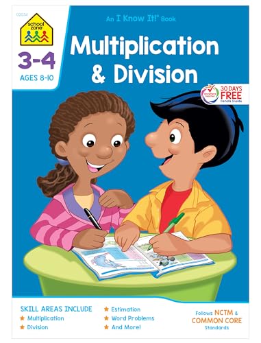 Stock image for School Zone - Multiplication and Division Workbook - Ages 8 to 10, 3rd Grade, 4th Grade, Estimation, Word Problems, and More (School Zone I Know It! Workbook Series) (Grades 3-4) for sale by Gulf Coast Books