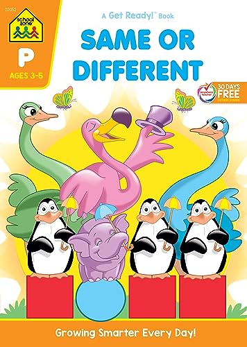 Imagen de archivo de School Zone - Same or Different Workbook - 32 Pages, Ages 3 to 5, Preschool to Kindergarten, Words, Letters, Colors, Matching, Compare and Contrast, and More (School Zone Get Ready!T Book Series) a la venta por SecondSale