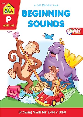 Stock image for School Zone - Beginning Sounds Workbook - Ages 3 to 5, Preschool to Kindergarten, Letter-Object and Letter-Sound Association, Letter Sounds, Alphabet, and More (School Zone Get Ready!? Book Series) for sale by Gulf Coast Books