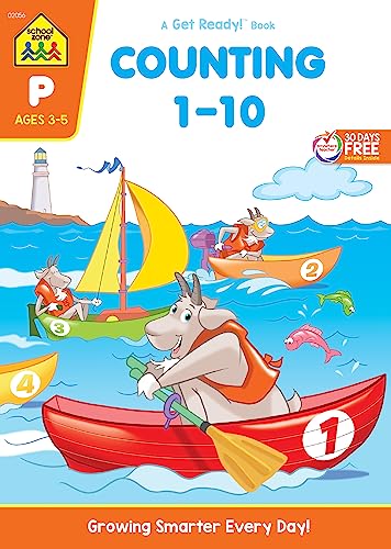 Imagen de archivo de School Zone - Counting 1-10 Workbook - 32 Pages, Ages 3 to 5, Preschool to Kindergarten, Tracing, Identifying Numbers, Writing Numbers, Numerical Order, and More (School Zone Get Ready!? Book Series) a la venta por Your Online Bookstore