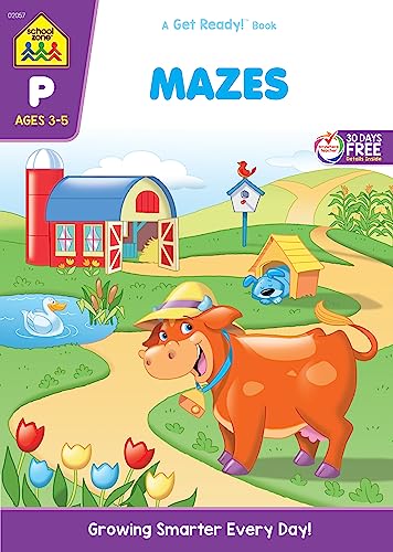 Stock image for School Zone - Mazes Workbook - Ages 3 to 5, Preschool to Kindergarten, Maze Puzzles, Wide Paths, Colorful Pictures, Attention to Detail, Problem-Solving, and More (School Zone Get Ready! Book Series) for sale by Once Upon A Time Books