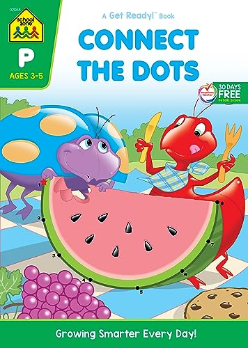 Beispielbild fr School Zone - Connect the Dots Workbook - 32 Pages, Ages 3 to 5, Preschool, Kindergarten, Dot-to-Dots, Counting, Number Puzzles, Numbers 1-10, Coloring, and More (School Zone Get Ready!? Book Series) zum Verkauf von Orion Tech