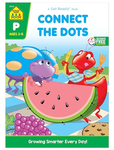 Imagen de archivo de School Zone - Connect the Dots Workbook - 32 Pages, Ages 3 to 5, Preschool, Kindergarten, Dot-to-Dots, Counting, Number Puzzles, Numbers 1-10, Coloring, and More (School Zone Get Ready! Book Series) a la venta por BooksRun