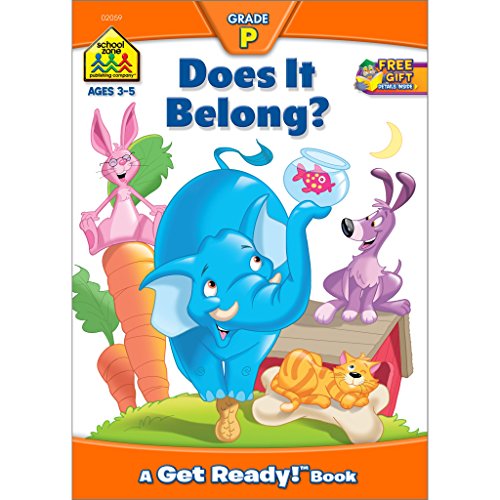 Stock image for School Zone - Does It Belong? Workbook - Ages 3 to 5, Preschool to Kindergarten, Picture Puzzles, Grouping, Comparing & Contrasting, and More (School Zone Get Ready!T Book Series) for sale by SecondSale