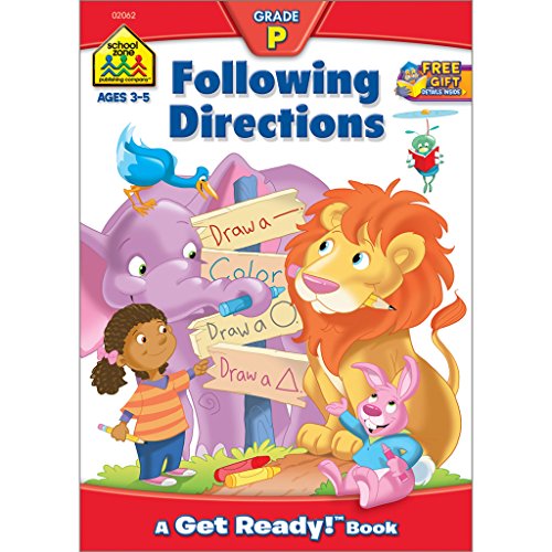 9780938256625: School Zone - Following Directions Workbook - 32 Pages, Ages 3 to 5, Preschool, Kindergarten, Shapes, Colors, Numbers, Positional Words, Problem-Solving, and More (School Zone Get Ready!™ Book Series)