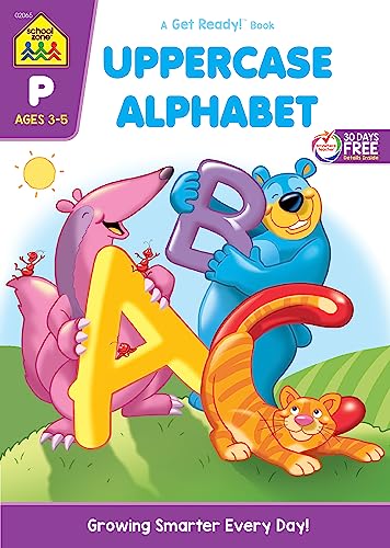 Stock image for School Zone - Uppercase Alphabet Workbook - Ages 3 to 5, Preschool to Kindergarten, ABC's, Letters, Tracing, Printing, Writing, Manuscript, and More (School Zone Get Ready!? Book Series) for sale by Your Online Bookstore