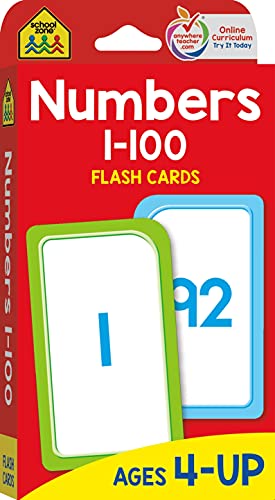 School Zone - Numbers 1-100 Flash Cards - Ages 4+, Preschool, Kindergarten, 1st Grade, Numerical ...