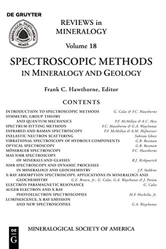 9780939950225: Spectroscopic Methods in Mineralogy and Geology: 18 (Reviews in Mineralogy & Geochemistry, 18)