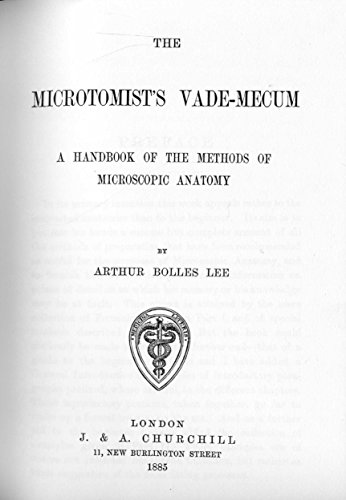 Imagen de archivo de The Microtomist's Vade-Mecum (History of Microscopy Series) a la venta por Midtown Scholar Bookstore