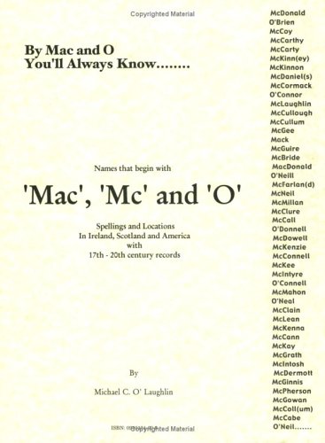 Stock image for Mac, Mc & 'O' names in Ireland, Scotland and America, with locations for sale by Second  Site Books