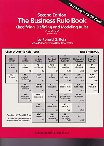 The Business Rule Book: Classifying, Defining and Modeling Rules, Version 4.0 (9780941049030) by Ronald G. Ross; Ross, Ronald G.