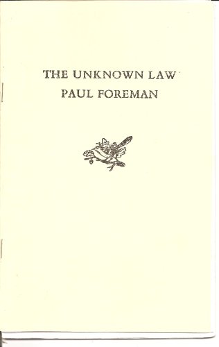 9780941100014: The unknown law: [poems]