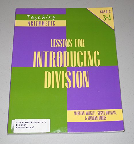 Beispielbild fr Teaching Arithmetic: Lessons for Introducing Division Grades 3-4 zum Verkauf von SecondSale