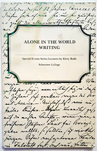 9780942601008: Alone in the world: Writing (Special events series lectures)