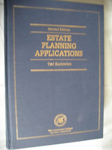 Imagen de archivo de Estate Planning Applications (Huebner School Series) a la venta por HPB-Red