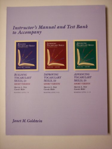Beispielbild fr Instructor's Manual and Test Bank to Accompany Building Vocabulary Skills: Bvs/ Ivs/ Avs- Short Vers zum Verkauf von Better World Books
