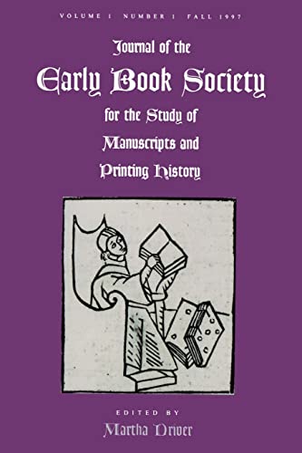 Beispielbild fr Journal of the Early Book Society: For the Study of Manuscripts and Printing History zum Verkauf von Avant Retro Books   Sac Book Fair