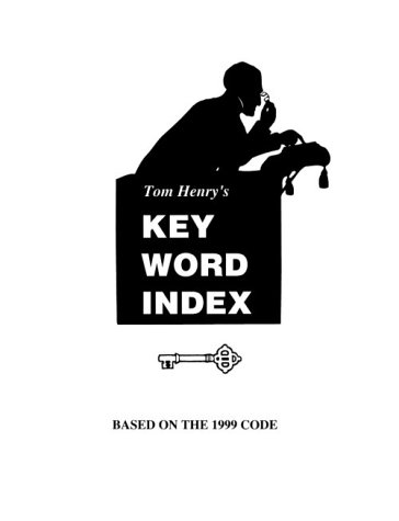 Beispielbild fr Tom Henry's Key Word Index - Based on the 1999 code zum Verkauf von Patrico Books