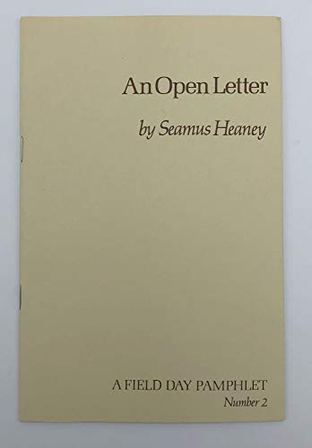 An open letter (A Field Day pamphlet) (9780946755011) by Heaney, Seamus