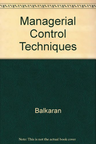 Stock image for Managerial Control Techniques for sale by Anybook.com