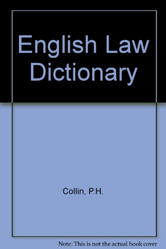 Imagen de archivo de English Law Dictionary a la venta por Better World Books Ltd