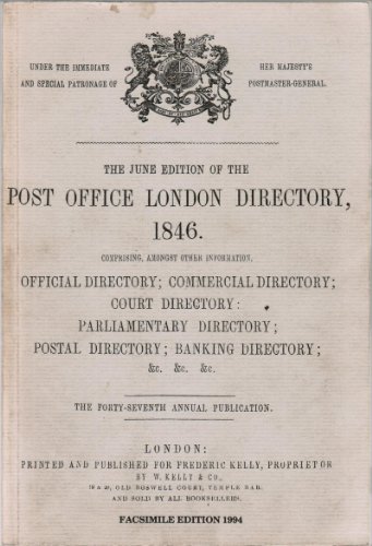 9780950406992: The Post Office London directory, W. Kelly & Co.,1846