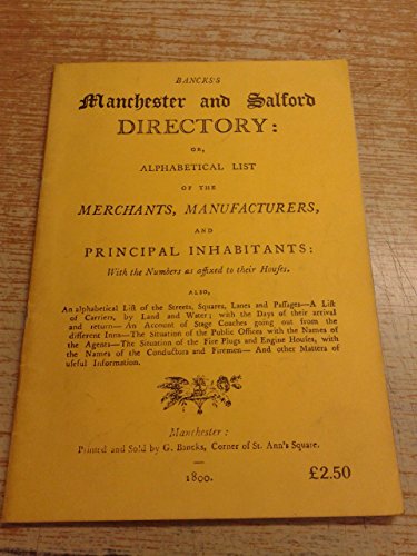 Imagen de archivo de Bancks' Manchester and Salford Directory, 1800 a la venta por Lady Lisa's Bookshop