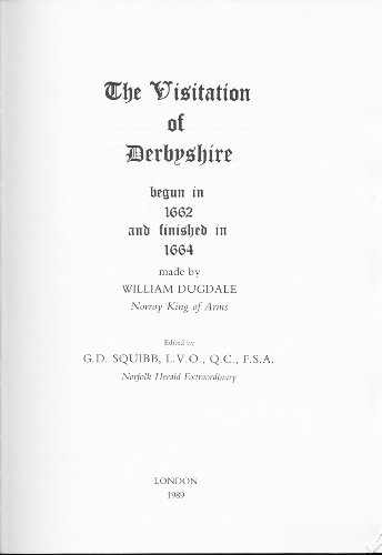 Stock image for The Visitation of Derbyshire Begun in 1662 and Finished in 1664 for sale by Gerry Kleier Rare Books