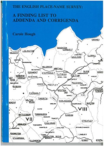 The English Place-Name Survey: A Finding List to Addenda and Corrigenda (Centre for English Name ...