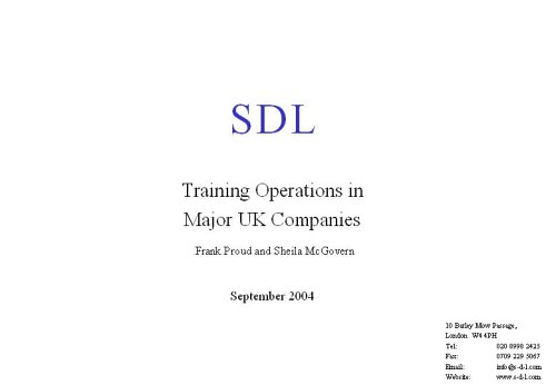 Training Operations in Major UK Companies (9780954889203) by Proud, Frank; Sheila McGovern