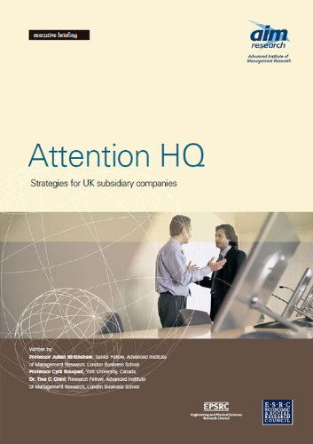 Imagen de archivo de Attention HQ: Strategies for UK subsidiary companies (Executive Briefing) a la venta por Phatpocket Limited