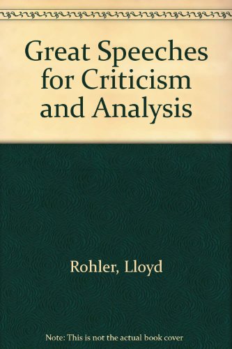 9780961648916: Great Speeches for Criticism and Analysis