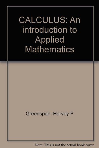 Beispielbild fr Calculus: An introduction to applied mathematics zum Verkauf von BooksRun