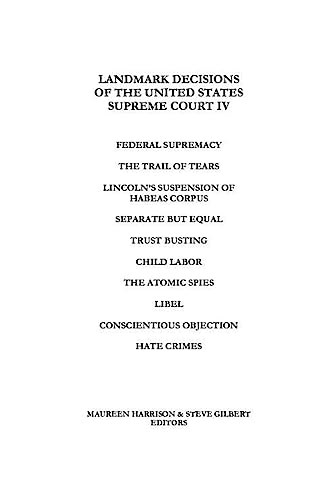 Beispielbild fr Landmark Decisions of the United States Supreme Court IV zum Verkauf von Better World Books