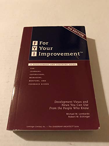 Beispielbild fr FYI for Your Improvement Handbook : A Development and Coaching Guide zum Verkauf von Better World Books