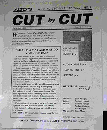9780965821506: Alto's Cut-By-Cut How-To-Cut Mat Designs: Collection