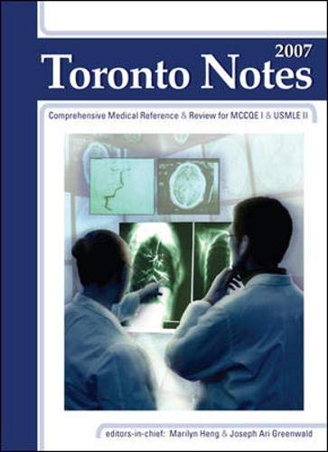 Stock image for The Toronto Notes for Medical Students 2007 for sale by ThriftBooks-Atlanta