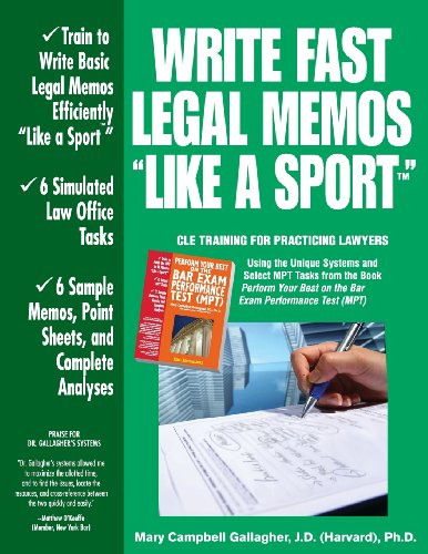 Beispielbild fr Write Fast Legal Memos Like a Sport(tm) zum Verkauf von Books of the Smoky Mountains