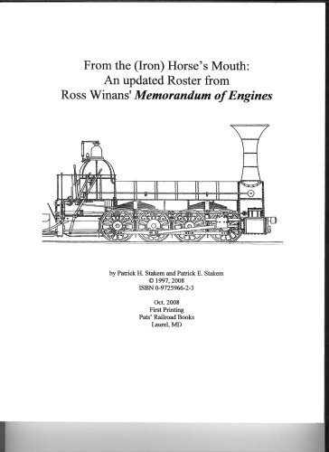 9780972596626: From The Iron Horse's Mouth: An Updated Roster From Ross Winans Memorandum Of Engines