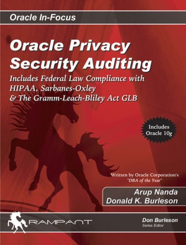 Beispielbild fr Oracle Privacy Security Auditing: Includes Federal Law Compliance with Hipaa, Sarbanes Oxley & the Gramm Leach Bliley ACT Glb zum Verkauf von ThriftBooks-Dallas