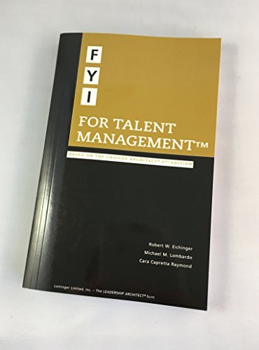 Imagen de archivo de FYI for Talent Management a la venta por ZBK Books