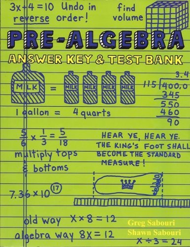 Beispielbild fr Pre-Algebra Answer Key & Test Bank zum Verkauf von SecondSale