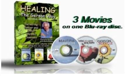 Beispielbild fr Healing the Gerson Way + Gerson Movie Collection on Blu-ray (Blu-ray includes: The Beautiful Truth, The Gerson Miracle, and Dying to Have Known) zum Verkauf von GF Books, Inc.