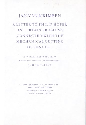 Stock image for A Letter to Philip Hofer on Certain Problems Connected With the Mechanical Cutting of Punches for sale by Blackwell's