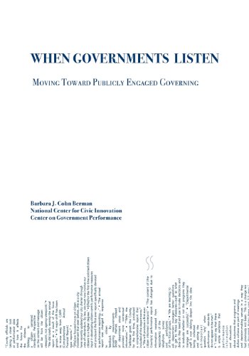 Imagen de archivo de When Governments Listen: Moving Toward Publicly Engaged Governing a la venta por THE SAINT BOOKSTORE